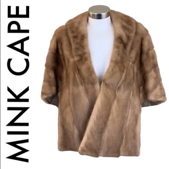 Mink Fur Jackets & Blazers - MINK FUR TAN WRAP / CAPE SIZE MEDIUM/ LARGE